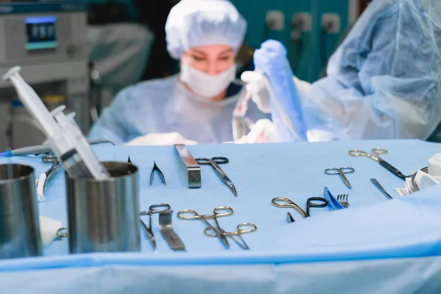 Surgical Equipment and Surgeon Performing Endoscopic Surgery