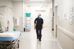 Surgeon walking on the NW Surgery facility